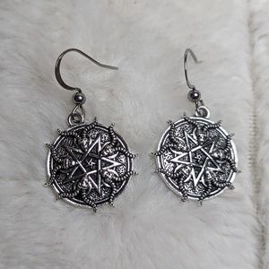 Pentagram Satanic Baphomet Charm Earrings